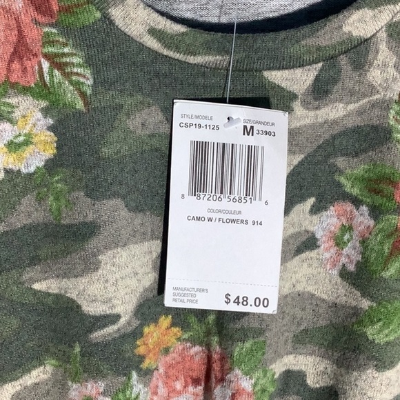 Jeanne Pierre NEW - Sz M - Camo pattern with flowers front hem tie - Picture 4 of 4